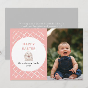 Cartes Pour Fêtes Annuelles Motif élégant corail et crème Joyeuses Pâques Phot