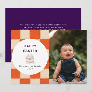 Cartes Pour Fêtes Annuelles Motif élégant corail et crème Joyeuses Pâques Phot