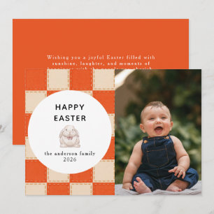 Cartes Pour Fêtes Annuelles Motif élégant corail et crème Photo de Pâques joye