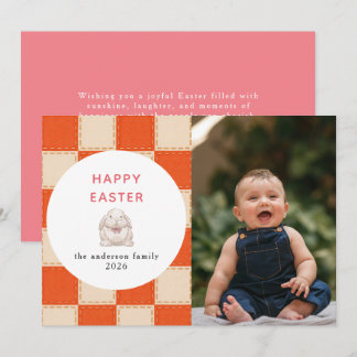 Cartes Pour Fêtes Annuelles Motif élégant corail et crème Photo de Pâques joye