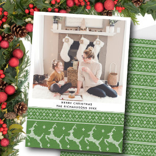 Cartes Pour Fêtes Annuelles Motif Festive Green Nordic Sweater Reindeer