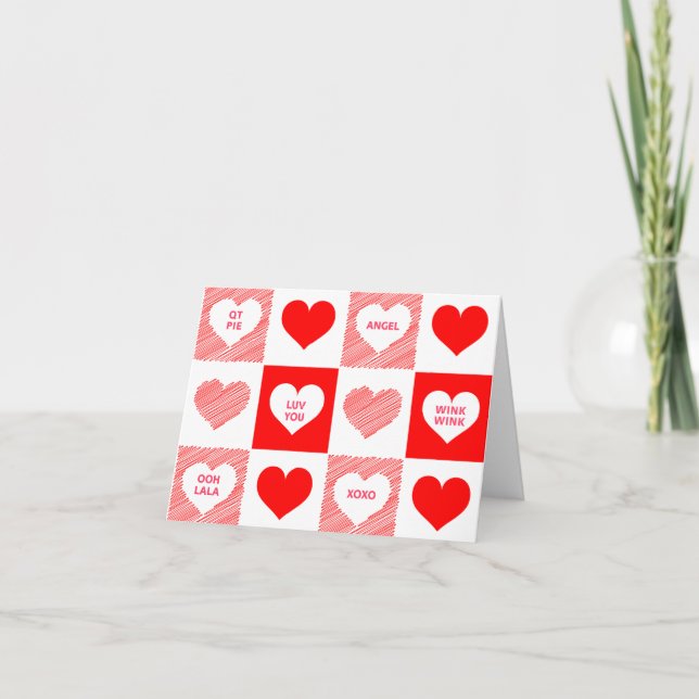 Cartes Pour Fêtes Annuelles Motif Flirty Red and White Candy Hearts (Devant)