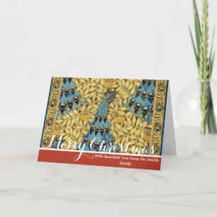 Cartes Pour Fêtes Annuelles Motif floral au paon bleu Art nouveau vintage
