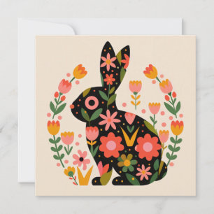 Cartes Pour Fêtes Annuelles Motif floral de lapin de Pâques
