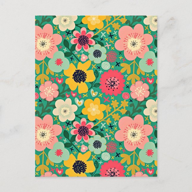 Cartes Pour Fêtes Annuelles Motif floral funky (Devant)