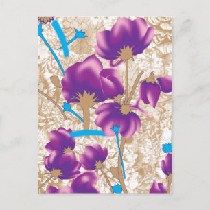 Cartes Pour Fêtes Annuelles Motif floral vif avec violet et bleu f