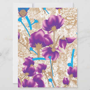 Cartes Pour Fêtes Annuelles Motif floral vif avec violet et bleu f