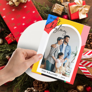 Cartes Pour Fêtes Annuelles Motif géométrique Abstrait Photo Joyeux Noël