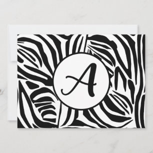 Cartes Pour Fêtes Annuelles Motif Imprimé Zèbre Noir et Blanc Gras