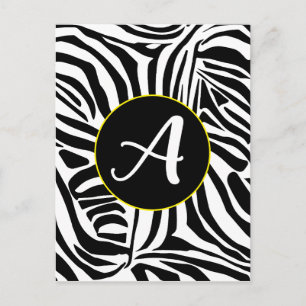 Cartes Pour Fêtes Annuelles Motif Imprimé Zèbre Noir et Blanc Gras