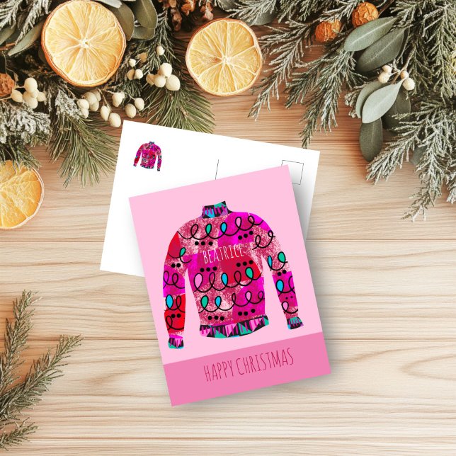 Cartes Pour Fêtes Annuelles Motif moche de Noël nommé (Ugly Christmas Jumper Post Card
)