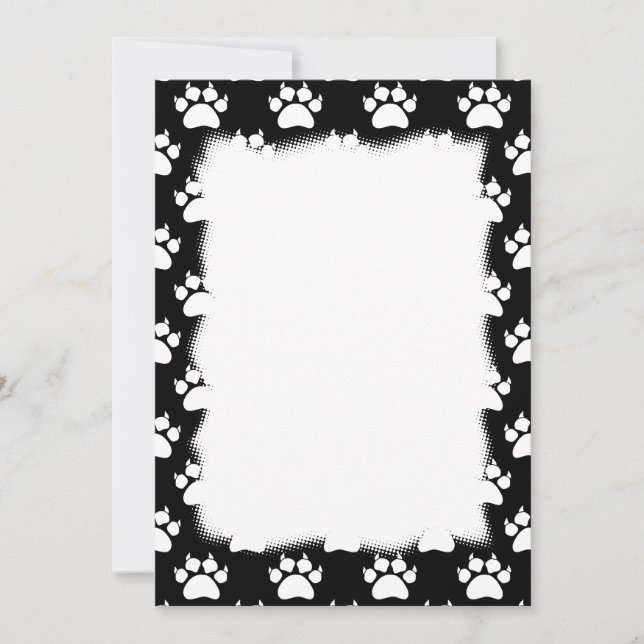 Cartes Pour Fêtes Annuelles Motif noir et blanc Empreintes de pattes de chat (Devant)