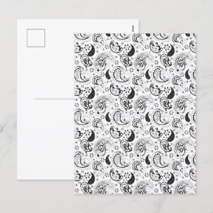Cartes Pour Fêtes Annuelles Motif noir et blanc Paisley - Art textile élégant
