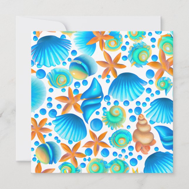 Cartes Pour Fêtes Annuelles Motif océanique de coquillages et de sébastes (Devant)