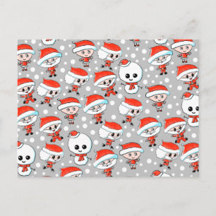 Cartes Pour Fêtes Annuelles Motif Père Noël de Noël et bonhomme de neige sur