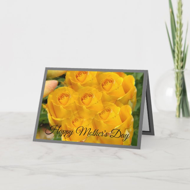 Cartes Pour Fêtes Annuelles Motif photo Rose jaune | Gris (Devant)