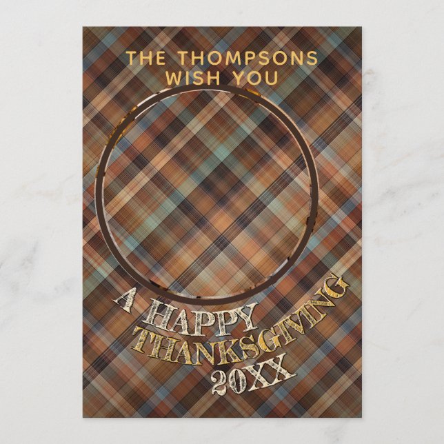 Cartes Pour Fêtes Annuelles Motif Plaid Thanksgiving personnalisé (Devant)