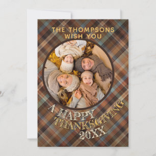 Cartes Pour Fêtes Annuelles Motif Plaid Thanksgiving personnalisé