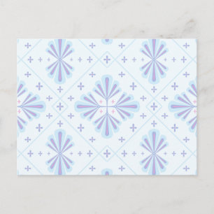 Cartes Pour Fêtes Annuelles Motif répétitif floral géométrique bleu pastel
