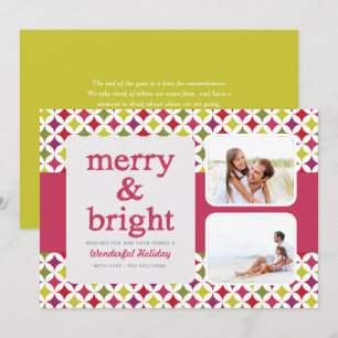 Cartes Pour Fêtes Annuelles Motif rétro Merry et Bright Christmas Photo