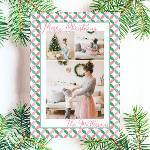 Cartes Pour Fêtes Annuelles Motif Rétro Rose & Vert Menthe 3 Photo Noël