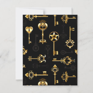 Cartes Pour Fêtes Annuelles Motif sans couture avec des clés dorées