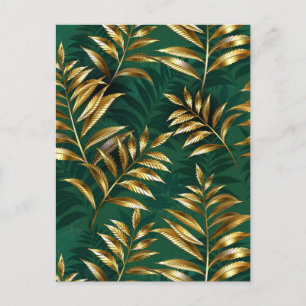 Cartes Pour Fêtes Annuelles Motif sans couture avec des fougères dorées