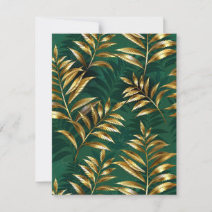 Cartes Pour Fêtes Annuelles Motif sans couture avec des fougères dorées