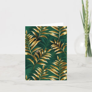 Cartes Pour Fêtes Annuelles Motif sans couture avec des fougères dorées