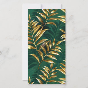 Cartes Pour Fêtes Annuelles Motif sans couture avec des fougères dorées