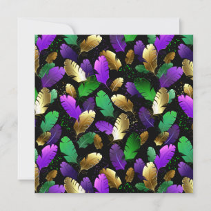 Cartes Pour Fêtes Annuelles Motif sans couture avec des plumes de Mardi Gras