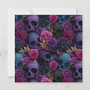 Cartes Pour Fêtes Annuelles Motif sans couture de crâne floral gothique sombre