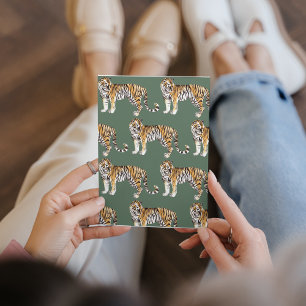 Cartes Pour Fêtes Annuelles Motif sauvage des tigres d'aquarelle tropicale mod