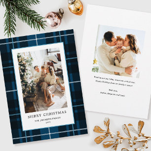 Cartes Pour Fêtes Annuelles Motif Tartan de Noël pour Photo de Famille en Plai