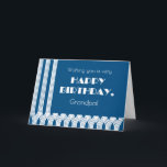 Cartes Pour Fêtes Annuelles Motifs Art déco de l'anniversaire de grand-père su<br><div class="desc">Une carte d'anniversaire chic pour votre grand-père avec des motifs Art déco en blanc sur bleu foncé,  lui donnant une atmosphère vintage. L'accueil de couverture,  également dans les polices Art Déco,  est,  'Wishing you a very HAPPY BANTHDAY Grandpa! '. Vous pouvez facilement personnaliser le message intérieur.</div>