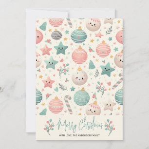 Cartes Pour Fêtes Annuelles Motifs de Noël pastel mignons et étoiles