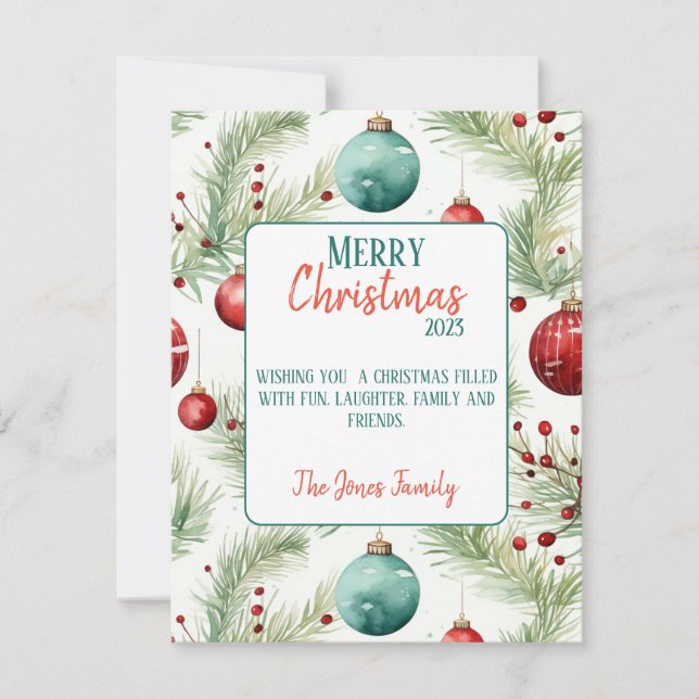 Cartes Pour Fêtes Annuelles Motifs de Noël verts et rouges - (Devant)