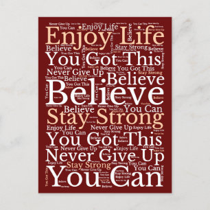 Cartes Pour Fêtes Annuelles Motivational WordArt Motif Blanc Bourgogne