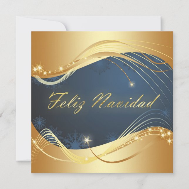 Cartes Pour Fêtes Annuelles Motivo dorado de Navidad con fondo azul (Devant)