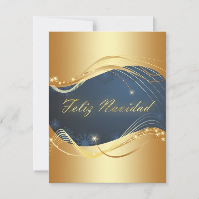 Cartes Pour Fêtes Annuelles Motivo dorado de Navidad con fondo azul (Devant)