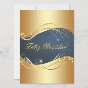 Cartes Pour Fêtes Annuelles Motivo dorado de Navidad con fondo azul