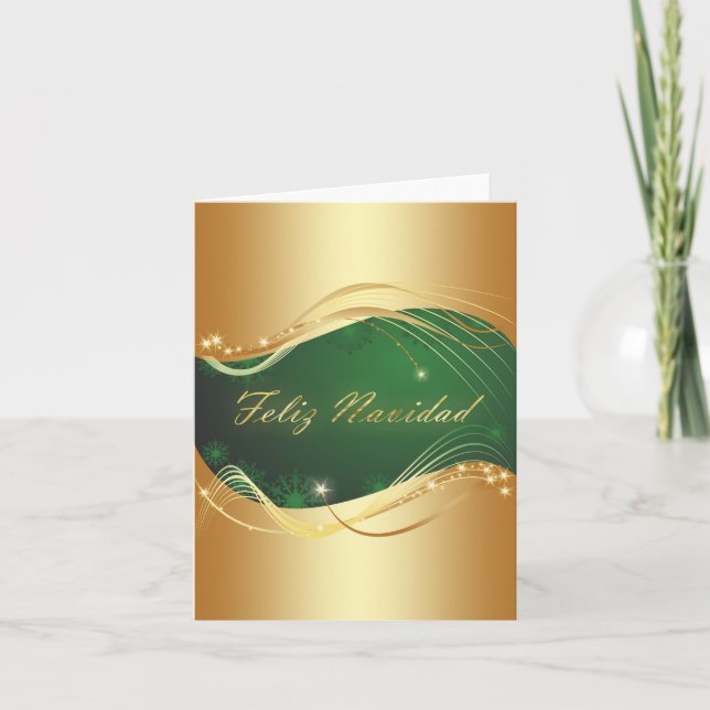 Cartes Pour Fêtes Annuelles Motivo dorado de Navidad con fondo verde (Devant)
