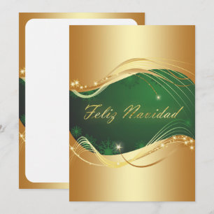 Cartes Pour Fêtes Annuelles Motivo dorado de Navidad con fondo verde