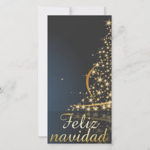Cartes Pour Fêtes Annuelles Motivo navideño azul con dorado árbol de navidad.