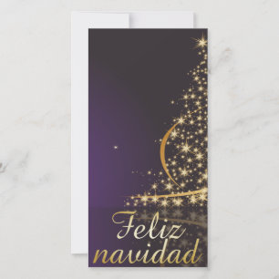 Cartes Pour Fêtes Annuelles Motivo navideño morado oscuro con dorado árbol de