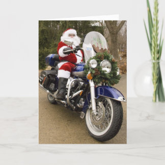 Cartes Pour Fêtes Annuelles Moto Père Noël