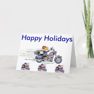 Cartes Pour Fêtes Annuelles Moto Rider Canard Duck Cartoon Joyeux Vacances