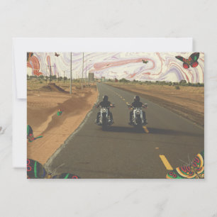 Cartes Pour Fêtes Annuelles Motocyclettes sur la route marbre peint ciel colla
