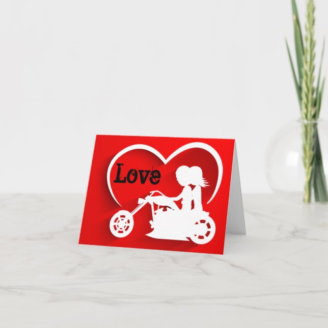 Cartes Pour Fêtes Annuelles Motorcycle Couple AMOUR Heureuse Sainte-Valentin (Devant)