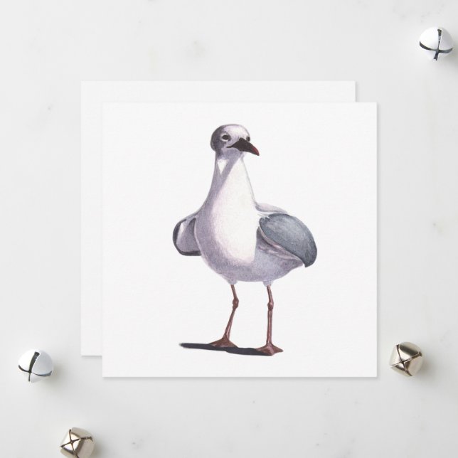 Cartes Pour Fêtes Annuelles Mouette (Devant/Arrière en situation)
